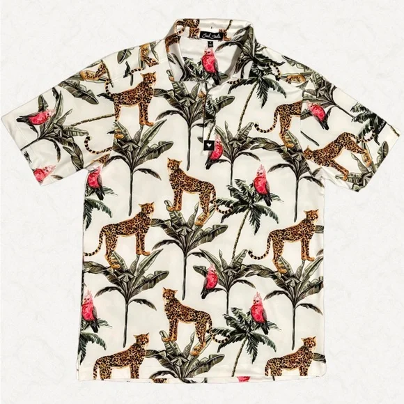 Bad Birdie Wildlife Polo Tropical Golf Shirt Size Small EUC - Picture 3 of 4